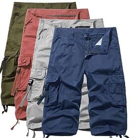 Men's Capri Pants Tactical Shorts Capri Cargo Shorts Cargo Shorts Hiking Shorts Buttons Multi Pocket Plain Wearable Calf-Length Daily Outdoor Streetwear Fashio