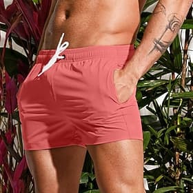 Men's Swim Trunks Swim Shorts Board Shorts Drawstring Elastic Waist Plain Comfort Quick Dry Short Beach Holiday Weekend Fashion Casual Navy Blue Micro-elastic