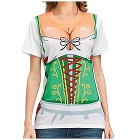 T-Shirt Lederhosen 3D Bayerisch Streetstyle T-Shirt Ärmel Grafik für Damen Erwachsene 3D-Druck  für Karneval Oktoberfestbier Party Alltagstauglich