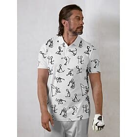 Men's Golf Polo Shirt Black White Short Sleeve Top Golf Attire Clothes Outfits Wear Apparel