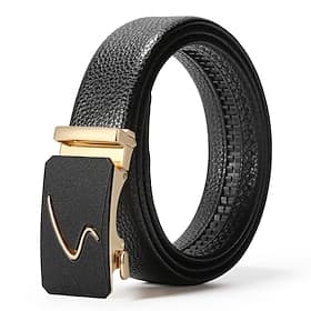 Men's Belt Automatic Buckle Quick-Release Alloy Durable Adjustable Plain Silver Black Outdoor Daily Waist Belt