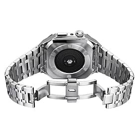 Link Bracelet Compatible with Apple Watch band 44mm 45mm with Case Luxury Butterfly Buckle Stainless Steel Strap Replacement Wristband for iwatch Series 8 7 6