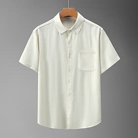 Hombre Camisa Camisa de lino Camisa casual Abotonar la camisa Remera de algodón Plano Vacaciones Calle Blanco Gris Ligero Gris Oscuro Beige Manga Corta Cuello