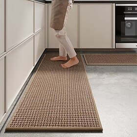 Kitchen Rugs  Mats Non-Skid WashableAnti-Fatigue, Non-Slip Absorbent Woven Runner Rubber Backed for Floors, Machine Washable Farmhouse Standing Mats for Sink,