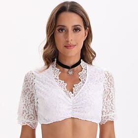 Oktoberfest Masquerade Dirndl Blouse Bavarian Maid German Munich Halloween Wiesn Women's Halloween Traditional Style Cloth