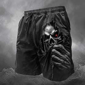 Men's Skull Board Shorts Swimming Trunks Shorts Mid Waist Vintage Designer Punk  Gothic Casual Holiday Club Designer Clothing Apparel
