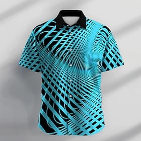 Homme Formes Géométriques Chemise Chemise boutonnée Manche Courte Mode Décontractée du quotidien Vacances Eté Col rabattu Chemises à col Boutons Imprimer Noir