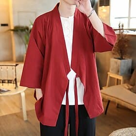Herren Leichte Jacke Sommerjacke Umhang / Capes Kimonojacke Outdoor Urlaub Sonnenschutz Atmungsaktiv Frühling Sommer Einfach Mode Lässig Kragen Regulär Schwar