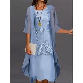 Women's Dress Set Chiffon Dress Elegant Formal Floral Print Long Dress Maxi Dress Half Sleeve Crew Neck Party Wedding Guest Blue Royal Blue Purple Summer Regul
