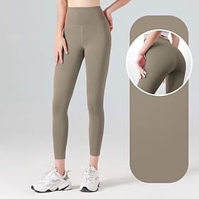 Women's Gym Leggings Joggers Leggings Basic Lightweight High Waist Pilates Gym Workout Running Pants Solid Color Light Brown Black White Fall Winter Sports Act