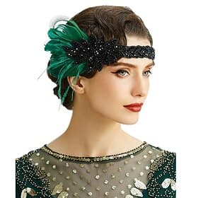 1920er Der große Gatsby Flapper-Stirnband Der große Gatsby Hochzeitsgast Kragenlos Kostüm Damen Halloween Karneval Maskerade Party Maskerade Hochzeitsempfang E