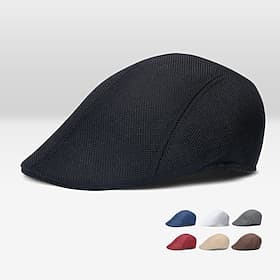Men's Flat Cap Beret Hat Ascot Hat Newsboy Hat Black White Linens Fashion Casual British Street Daily Plain Adjustable Breathable