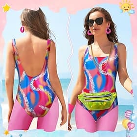 Retro Vintage 1980s Workout Outfits Leggings Accesories Set Fancy Dress Women's Masquerade Party Casual Daily Pride Parade Adults' Top Pants Bag