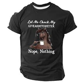 Men's 'Let Me Check My GIVEASHITOMETER Nope, Nothing' Funny Graphic T-Shirt Wordplay Short Sleeve