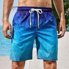Men's Gradient Graphic Prints Swim Trunks Swim Shorts Board Shorts Mid Waist Hawaiian Boho Casual Daily Beach Drawstring with Mesh lining Elastic Waist Designe