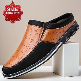 Hombre Zuecos y pantuflas Cuero PU Cómodo Antideslizante Mocasín Rojo Oscuro Marrón Claro Morrón Oscuro