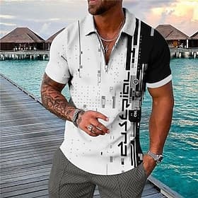 Homme Géométrique Polos Hawaïens Chemise de golf Manche Courte Polos Chemises à Col Occasionnel Tenue de plage Vêtements de vacances Tenues de fête Impression thumbnail 2