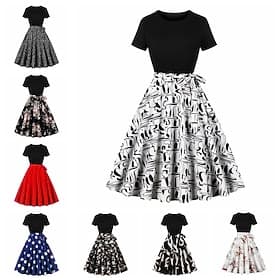 1950s Retro Vintage Rockabilly Dress Floral Polka dots Fancy Dress Women's Carnival Masquerade Casual Daily Bachelorette Party Adults' Dress Homecoming Dresses