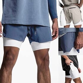 Men's Running Shorts Gym Shorts Sweat Shorts Drawstring Pocket 2 in 1 With Compression Liner Shorts Indoor Outdoor Sports  Outdoor Summer Quick Dry Lightweight