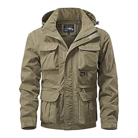 Men's Outdoor Jacket Cargo Jacket Hoodie Jacket Hiking Jacket Outdoor Daily Removable Soft Multiple Pockets Spring   Fall Plain Casual Comfortable Hooded Regul