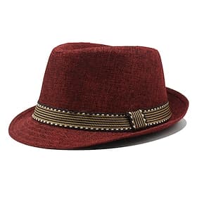 Men's Kentucky Derby Hat Sun Hat Party Hat Black Wine Bamboo Fiber Fashion Casual Street Daily Plain Sunscreen Breathable