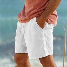 Homme Short Short d'été Short de plage Poche Cordon Taille elastique Plein Confort Respirable Court Casual du quotidien Vacances Mode Style classique Noir Blan