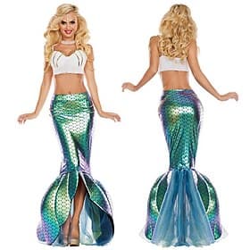 Kleid Cosplay Kostüm Outfits Meerjungfrau Meerjungfrau- und Trompetenstil Cosplay-Kostüm Erwachsene Damen Maskerade Karneval Party Leistung Verkleiden