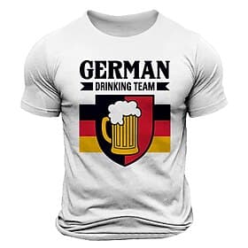 Mens German Drinking Team Graphic T-Shirt Short Sleeve