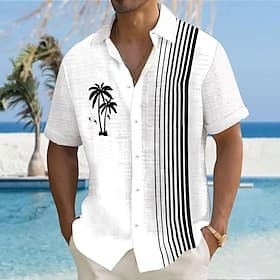 Men's Coconut Tree Palm Tree Tropical Plants Summer Hawaiian Shirt Aloha Shirt Printed Shirts Short Sleeve Shirt Turndown Hawaiian Resort Outdoor Vacation Part