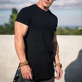 Men's Solid Colored Running T-Shirt Summer Short Sleeve Casual Athleisure Quick Dry Soft Breathable Gym Workout Running Walking Jogging Blue Black White Sports