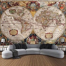 World Map Wall Tapestry Art Decor Blanket Curtain Hanging Home Bedroom Living Room Decoration