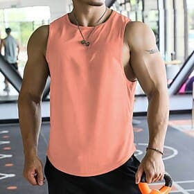 Men's Solid Colored Workout Tank Top Running Tank Top Gym Tank Top Summer Sleeveless Casual Athleisure Quick Dry Soft Breathable Gym Workout Running Walking Jo