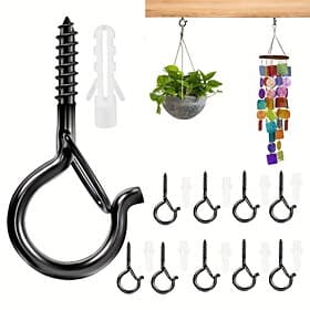 20pcs Q-Hanger Screw Hooks with Safety Buckles - Fashion Metal Outdoor Lights Hanging Kits for Christmas Fairy  String Lights - Easy Release, 2.2 Inch Length