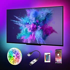 LED TV Light 1-5M/3.28-16ft USB TV LED Backlight with Application Bluetooth LED Light Bar RGB LED Light Bar Music Sync LED Light Suitable for Bedroom TV Bar Li