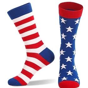 Men's 1 Pair Socks Running Socks Casual Socks Long Socks Blue Black Color American US Flag Daily Vacation Independence Day Basic Medium Spring Fall Fashion Cas