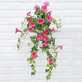 UV Simulation Artificial Morning Glory,Simulation Artificial Flower Bouquet - Fade Resistant Outdoor Flowers,Fake Petunias,Realistic Hanging Plants Flowers Vin
