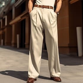 Homme Pantalons Dress Pants works Pantalons Amples Pantalon décontracté Pantalon plissé in in france they say Pontalon wide leg Poche Avant Jambe Droite Uni Co