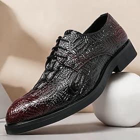 Men's Crocodile Pattern Oxford Shoes - Faux Leather Lace-Up Formal Dress Shoes for Business and Special Occasions