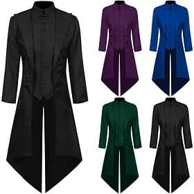 Vintage Punk Gothic 18. Jahrhundert Mantel Cosplay Kostüm Smoking Ebenezer Scrooge Dickens Vampir Elf Gentleman Bestickt Kostüm Herren Steampunk Weihnachten H