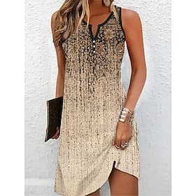 Women's Mini Dress Petite Dress T Shirt Dress Tee Dress Sundress Summer Dress Vintage Ethnic Tribal Outdoor Vacation Casual Regular Fit Floral Tribal Sleeveles