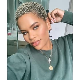 Short Curly Afro Wigs Short Kinky Curly Hair Synthetic Wigs For Black Women Natural Short Hair Wig Short Kinky Curly Afro Wigs For Women Heat Resistant Wigs