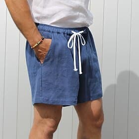 Men's Shorts Linen Shorts Summer Shorts Drawstring Pocket Elastic Waist Plain Comfort Breathable Short Casual Daily Holiday Fashion Classic Style Black White thumbnail 2