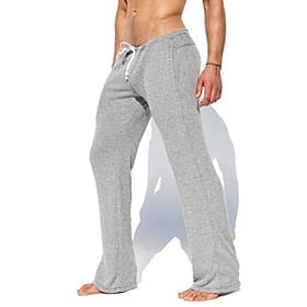 Men's Trousers Casual Pants Knit Pants Drawstring Elastic Waist Plain Comfort Soft Full Length Daily Gym Yoga Sports Athleisure Light Grey Dark Gray Micro-elas