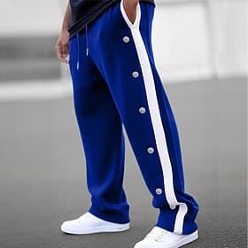 Men's Sweatpants Wide Leg Sweatpants Joggers Trousers Straight Leg Sweatpants Drawstring Elastic Waist Side Button Plain Comfort Breathable Outdoor Daily Going