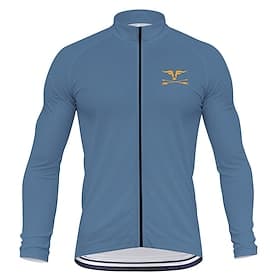 Men's Cycling Jersey Graphic Long Sleeve Bike Tee Tshirt Top with 3 Rear Pockets Mountain Bike MTB Road Bike Cycling Quick Dry Front Zipper Wicking Sports Blue