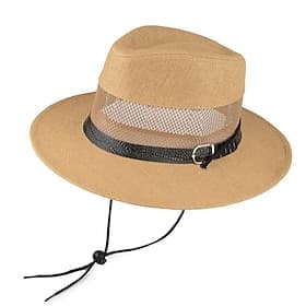 Hombre Sombrero de copa Sombrero para el sol Sombrero de ala salvaje Color Caquí Beige Lino Malla Moda Casual Calle Diario Color sólido Ajustable Filtro Solar