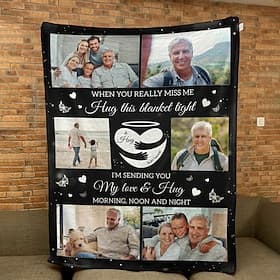 Customized Memorial Blanket A Hug from Heaven Memorial Gift Personalized Photo Blanket to Celebrate and Remember Cherished Moments - Soft and Cozy Fleece - Hea