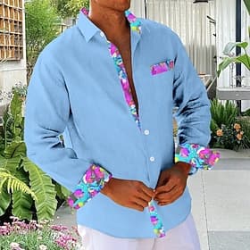 Homme Fleuri Fleurs tropicales Chemise de Plage Chemise hawaïenne Chemise Boutonnée manche longue Chemise Chemises à Col Hawaïen Vacances Quotidien Blanche Jau