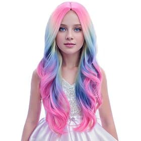 Carnival Wig 2026 Red Blue Purple Curly Wavy Long Synthetic Festival Wig Mardi Gras Parade Cosplay Costume Hair for Girls
