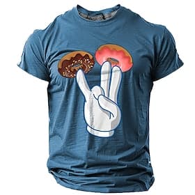 Mens Funny Donut Hand Gesture Graphic Short Sleeve T-Shirt Black